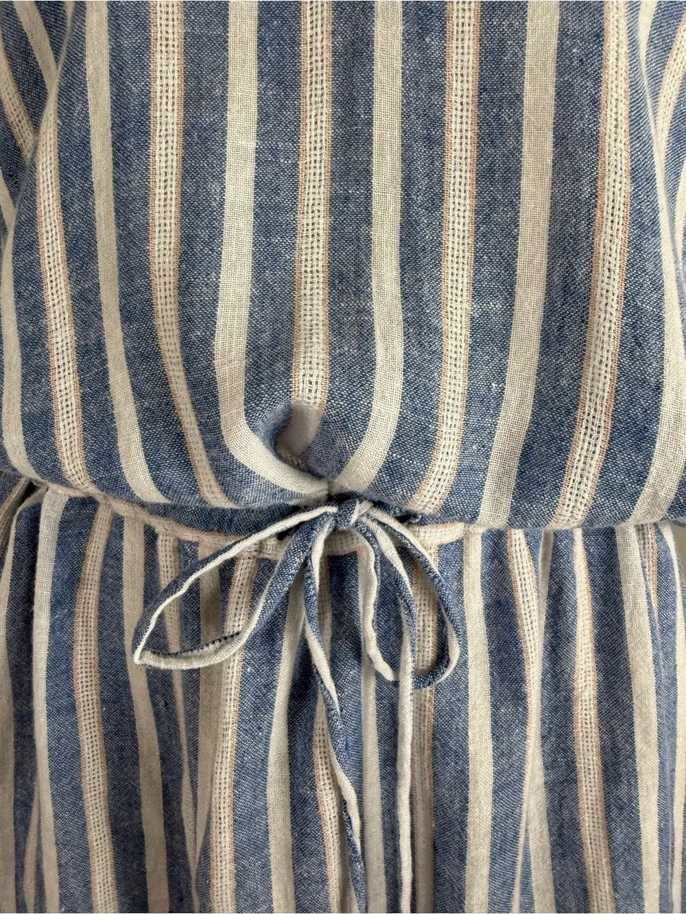 RAILS Angelina Linen Blue & White Striped Dress Size Large